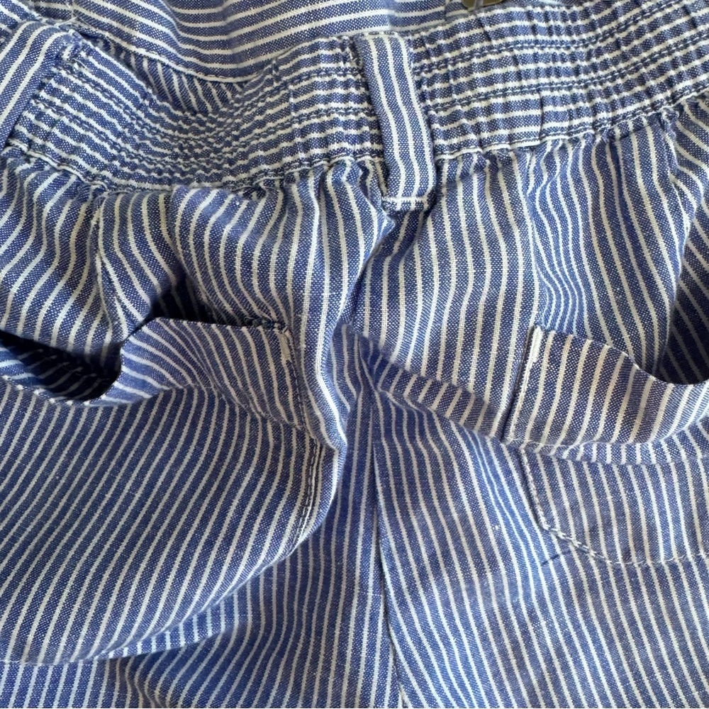 Talbots Easy Drawstring Shorts 4P Blue White Stripe Linen Cotton Summer - Picture 11 of 16